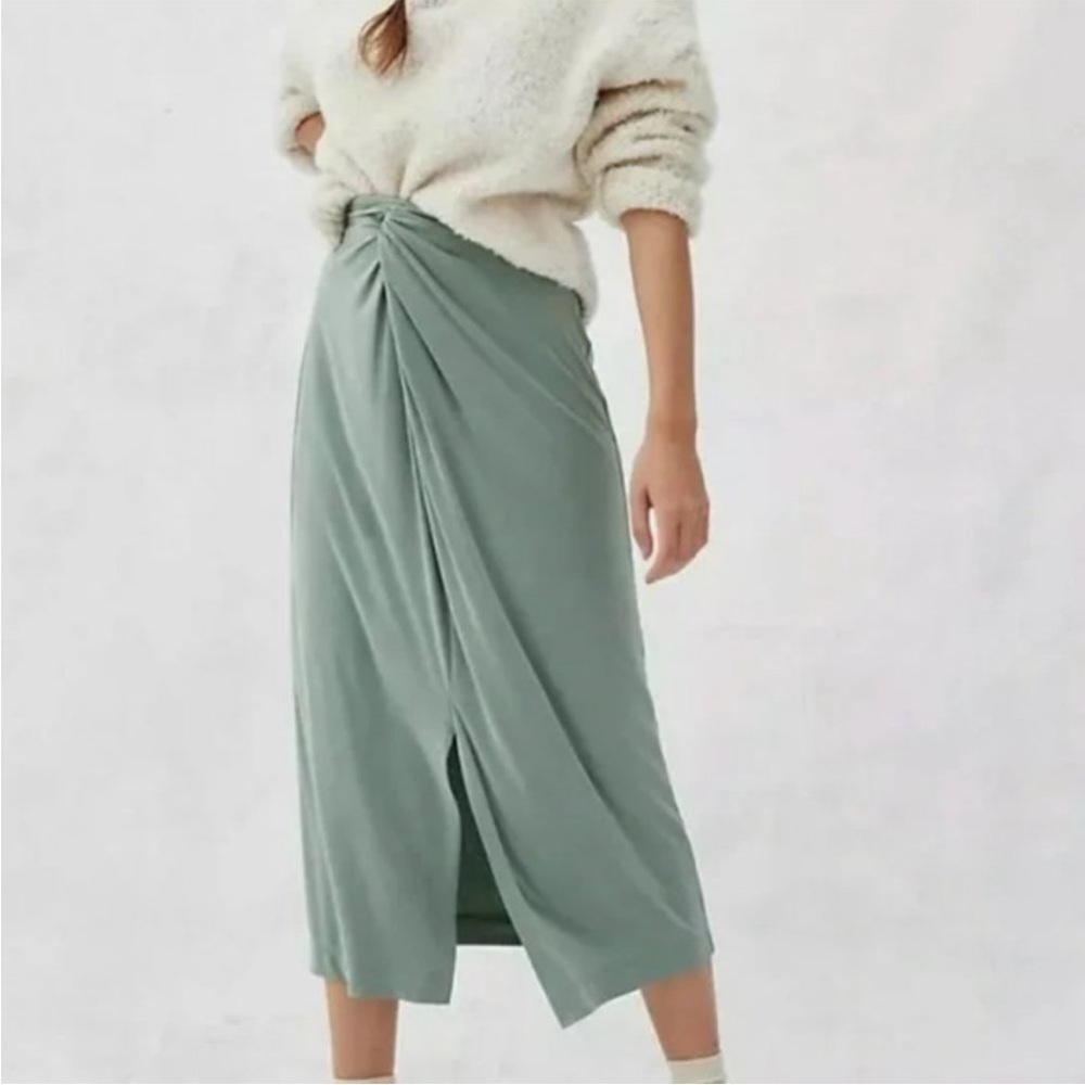 Anthropologie Junie Midi Skirt Sage Green Size Medium C6